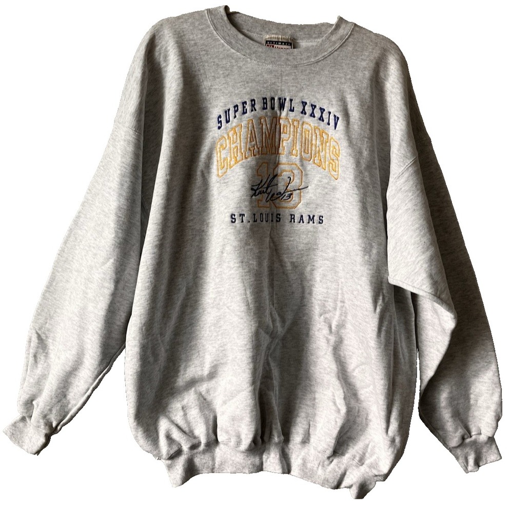 Vtg St Louis Rams Super Bowl Champs XXXIV Embroidered Sweatshirt Sz XL G16